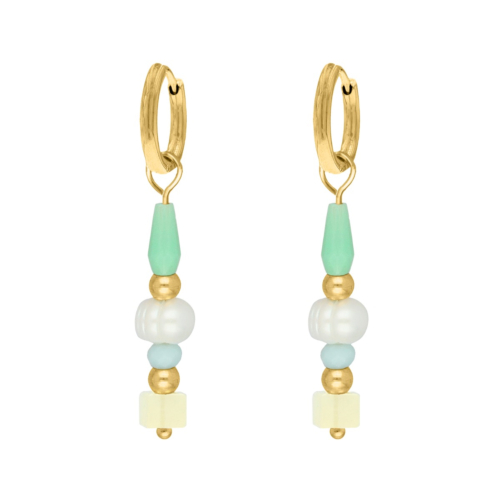 Lange oorbellen pastel steentjes goudkleurig
