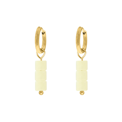 Oorringetjes met gele pastel steentjes goudkleurig