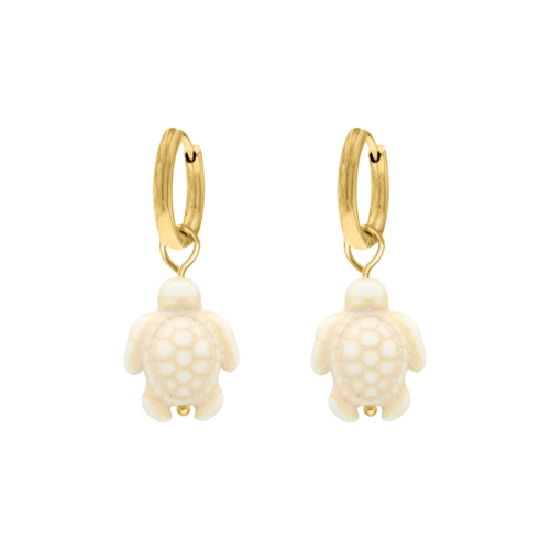 Oorbellen schildpad hanger goudkleurig 