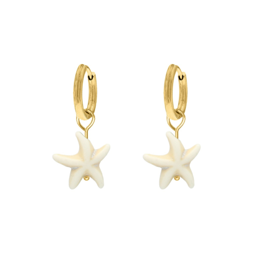 Oorbellen zeester hanger goudkleurig 