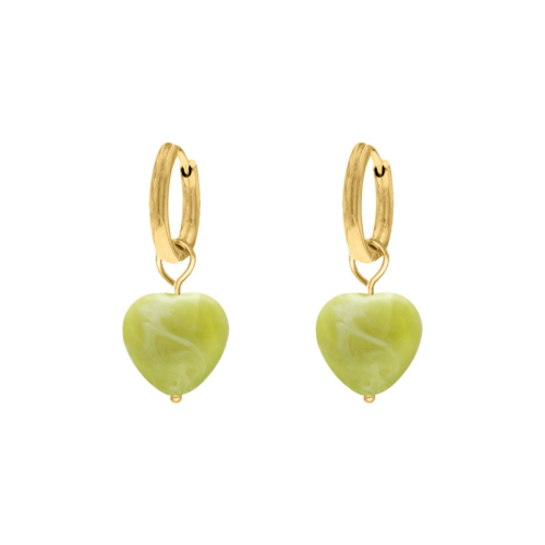 Hartjes oorbellen groen goudkleurig