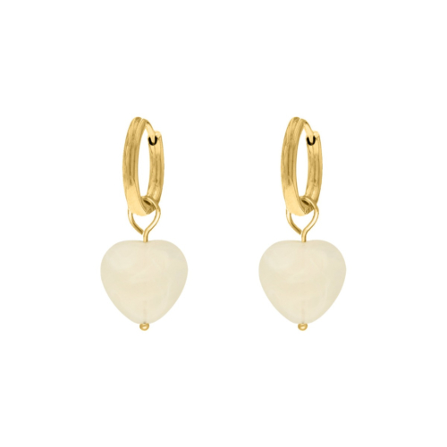 Hartjes oorbellen wit goudkleurig