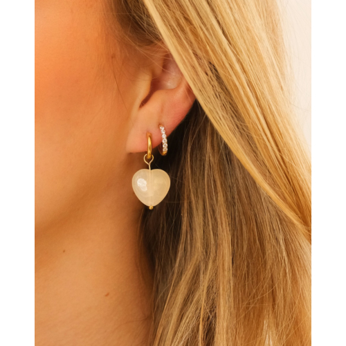 Hartjes oorbellen wit goudkleurig