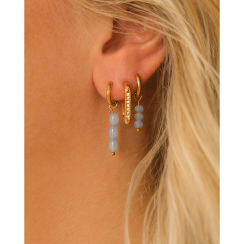 Oorbellen met steentjes blauw goudkleurig