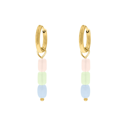 Oorbellen met steentjes pastel goudkleurig