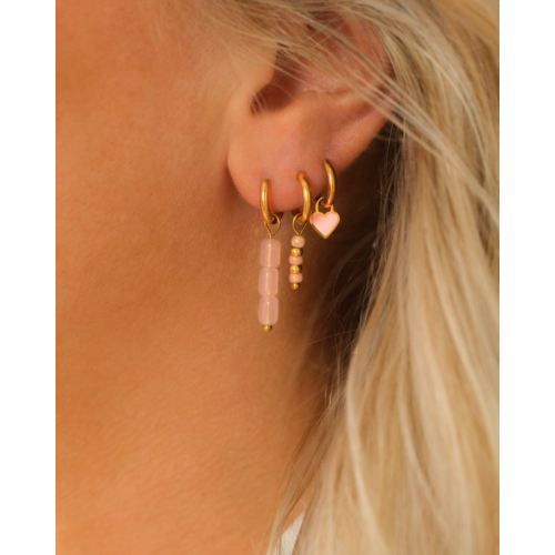 Oorbellen met steentjes roze goudkleurig