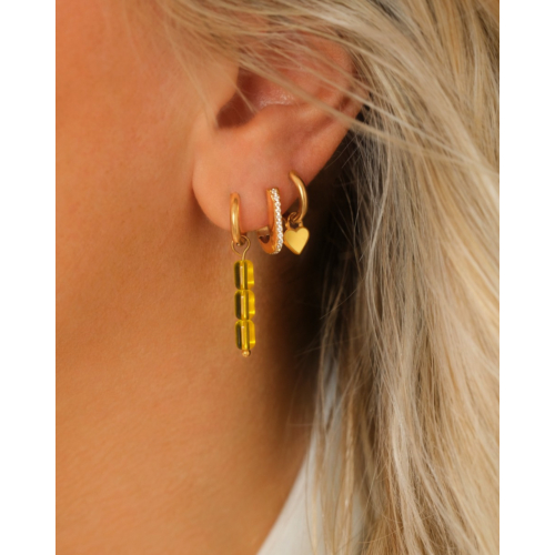 Oorbellen met steentjes geel goudkleurig