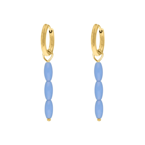 Oorbellen met blauwe steentjes goudkleurig