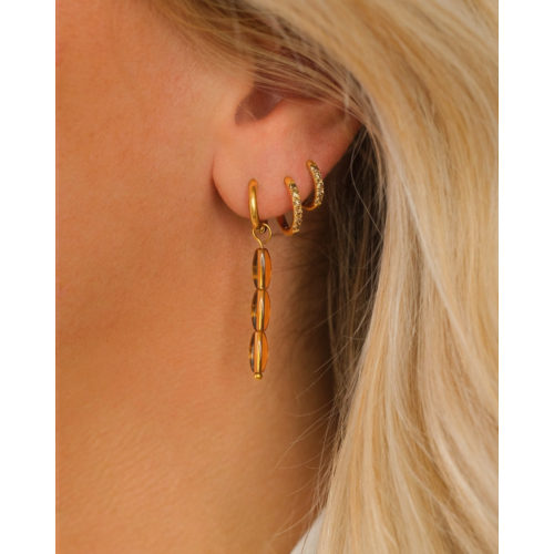 Oorbellen bruine kralen goudkleurig