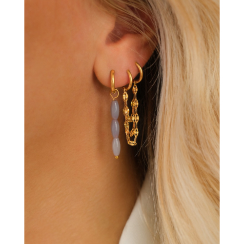 Oorbellen paarse kralen goudkleurig 