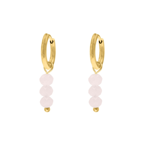 Roze steentjes oorbellen goudkleurig