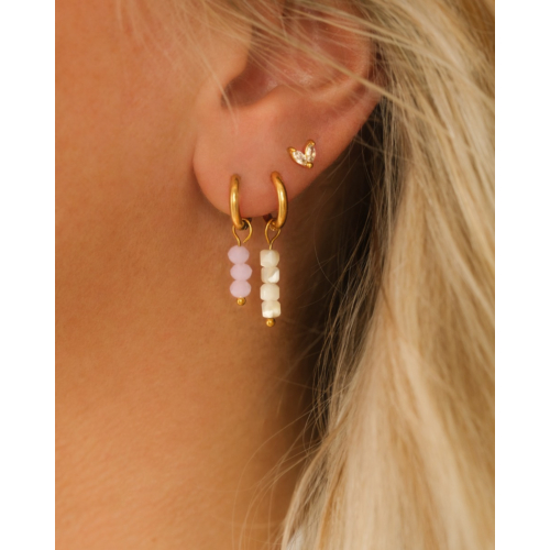 Roze steentjes oorbellen goudkleurig