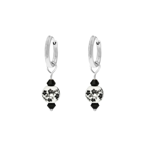 Mini oorbellen zwart wit