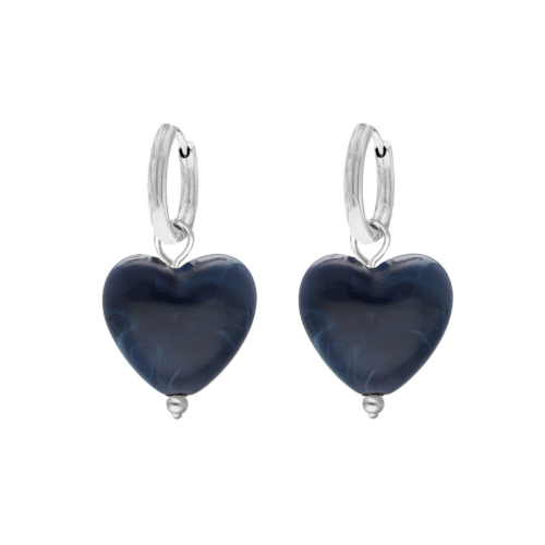 Oorringetjes donkerblauw hartje