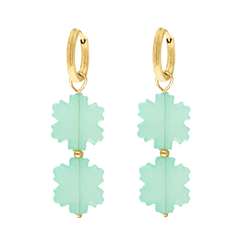 Oorringetjes mintgroene hangers goudkleurig