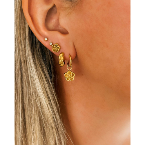 Stud oorbellen bloem goudkleurig