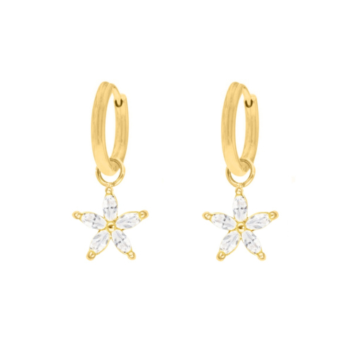 Oorringetjes sparkle flower gold plated