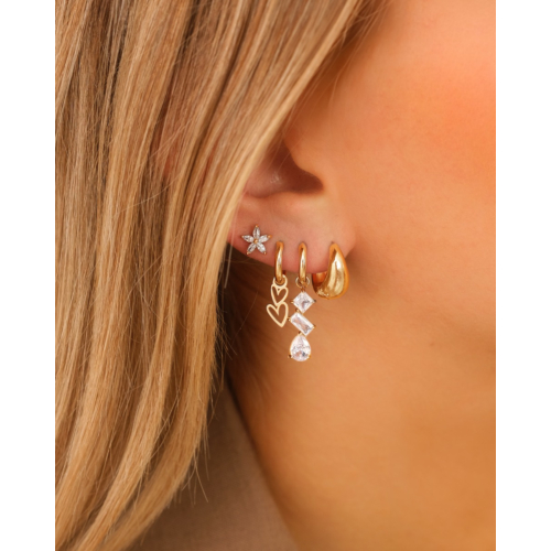 Oorbellen love hearts double goudkleurig
