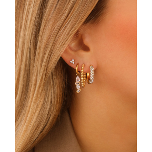 Stud oorbellen triple stone goud kleurig