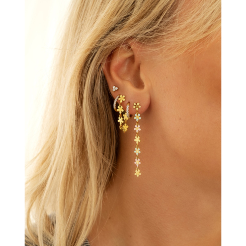 Stud oorbellen triple stone goud kleurig