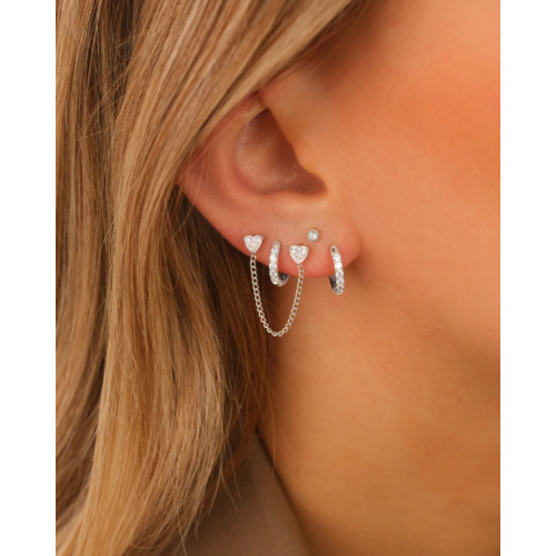 Dubbele ketting oorbel met hartjes