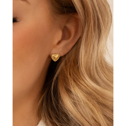 Stud oorbellen vintage hartje goudkleurig