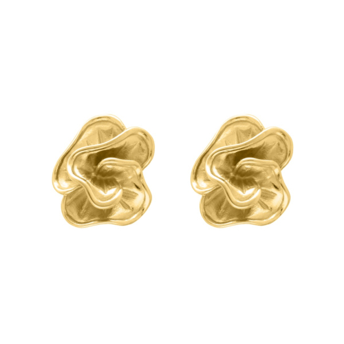 Statement stud bloem oorbellen goudkleurig