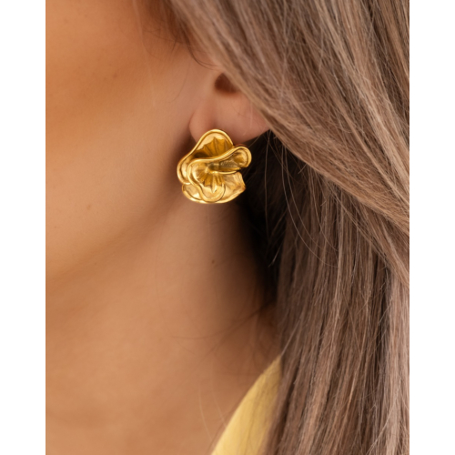 Statement stud oorbellen bloem goudkleurig