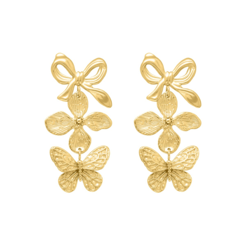 Triple charm earrings goudkleurig