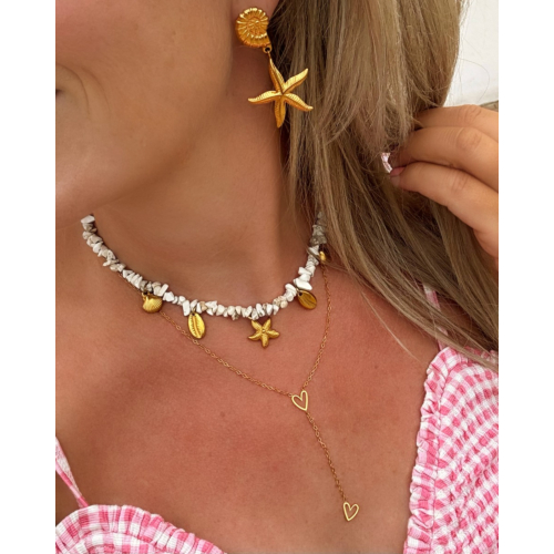 Bedelketting met steentjes goudkleurig