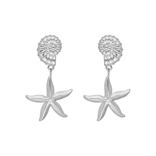 zilveren zeester oorhangers