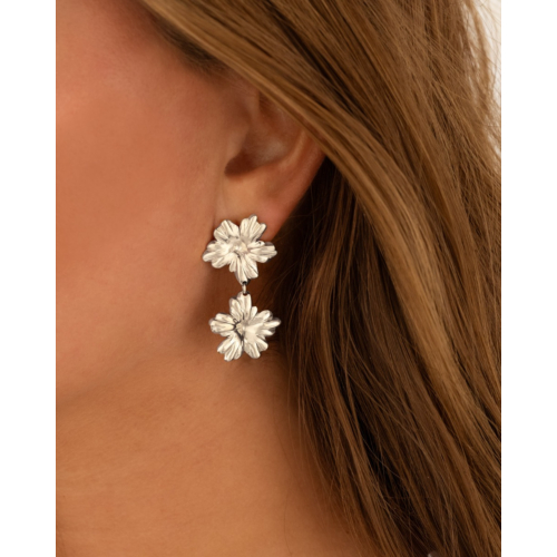 Double flower oorbellen