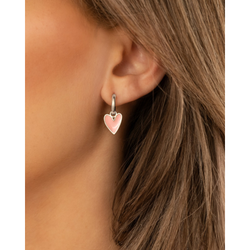 Oorbellen love heart pink