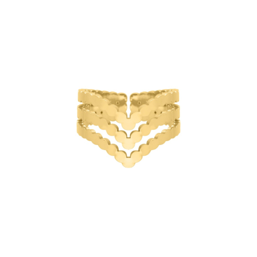 Gouden triple bolletjes ring