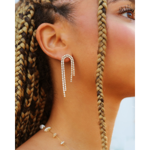 Sparkling drop tennis oorbellen goudkleurig