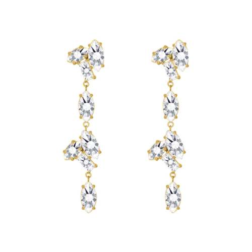 Lange oorbellen met steentjes goudkleurig