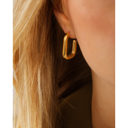 Rechthoekige oorbellen open goudkleurig