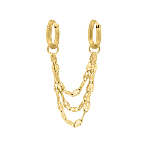 Oorbel met kettinkje triple goudkleurig