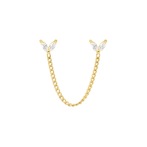 Ketting oorbel mini sparkle goudkleurig