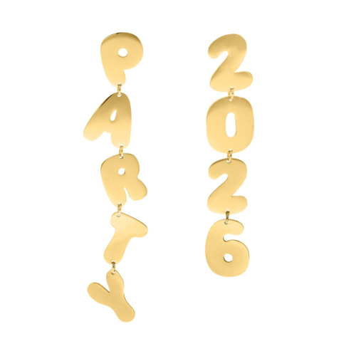 Party oorbellen 2026 goudkleurig