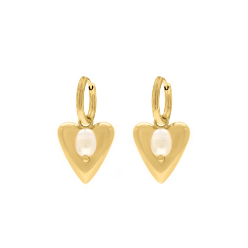 Gouden hartjes oorbellen met parels