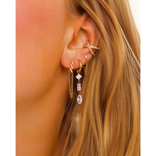 Ketting Oorbellen Little Stone Kleur Goud