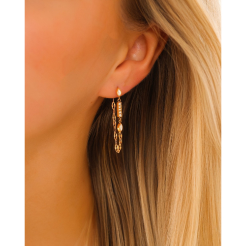 Ketting oorbel luxe steentjes goudkleurig