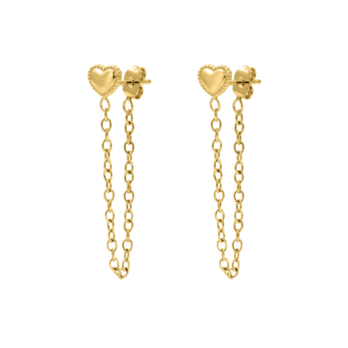 Ketting oorbellen hartje goudkleurig