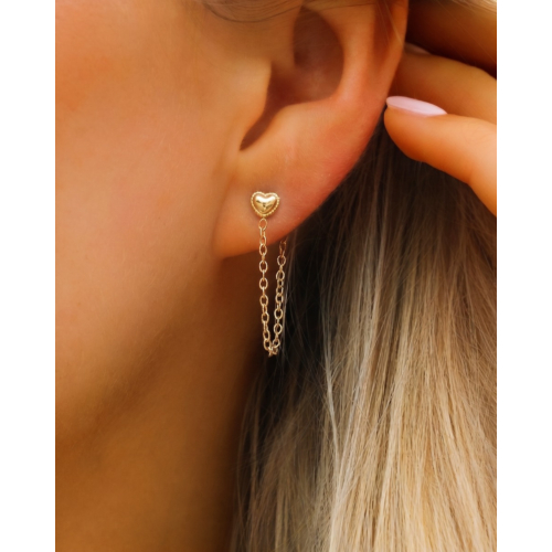 Ketting oorbellen hartje goudkleurig