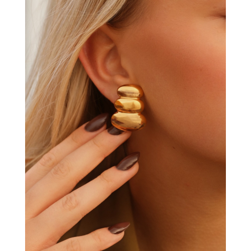 Stud oorbellen oval dots goudkleurig