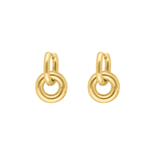 Oorringen met hanger rond goud