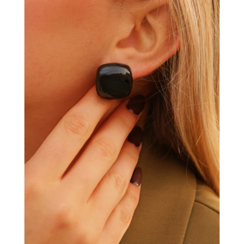 Statement stud oorbellen zwart