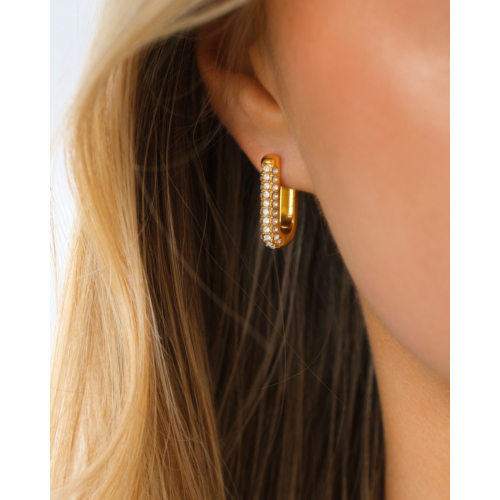 Oorringen met steentjes goudkleurig