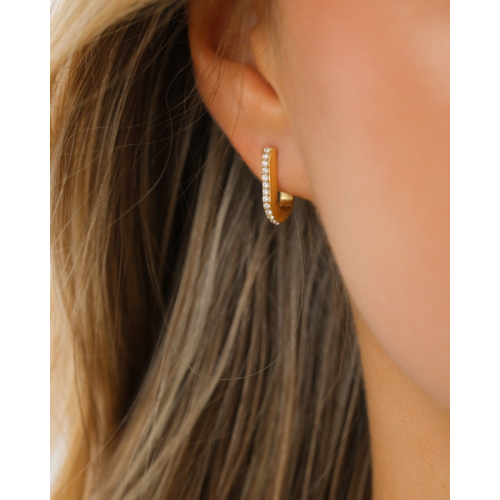 Oorringen met steentjes mini goudkleurig